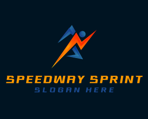 Sprinting Lightning Man logo design