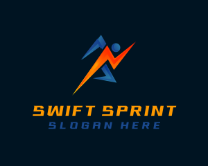 Sprinting Lightning Man logo design