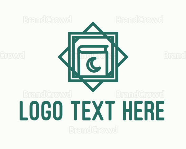 Green Islamic Quran Monoline Logo