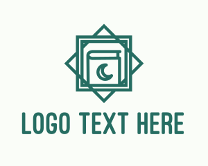 Kaaba - Green Islamic Quran Monoline logo design