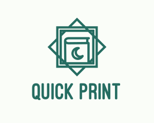 Green Islamic Quran Monoline logo design