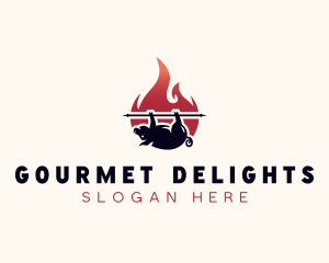 Flame Roasted Pork logo design