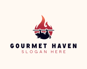 Flame Roasted Pork logo design