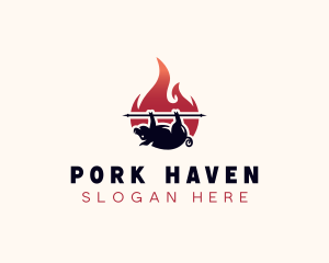 Flame Roasted Pork logo design