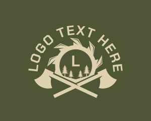 Log - Axe Lumberjack Carpentry logo design