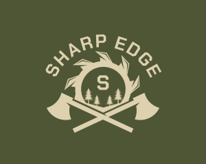 Axe Lumberjack Carpentry logo design