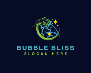 Bubble - Mop Cleaning Bubble logo design