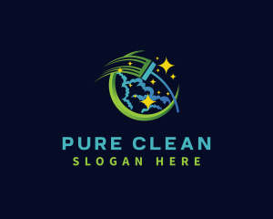 Mop Cleaning Bubble logo design