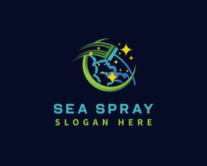 Mop Cleaning Bubble logo design