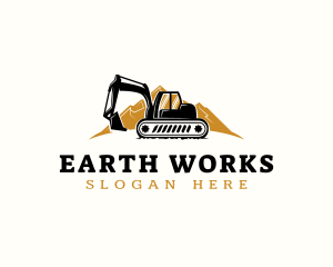 Excavation - Mountain Excavator Quarry logo design