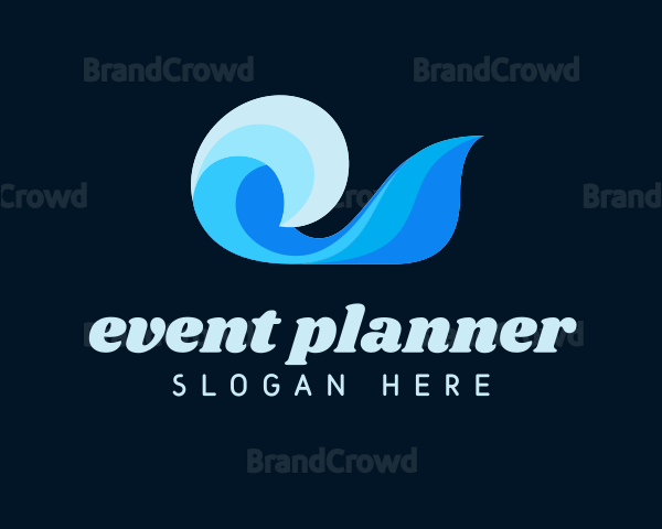 Blue Abstract Ocean Wave Logo