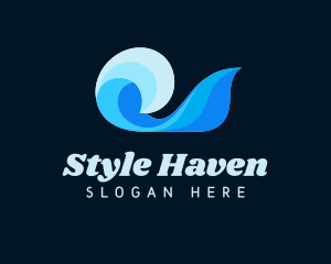 Pool Cleaning - Blue Abstract Ocean Wave logo design