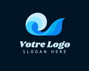 Surf - Blue Abstract Ocean Wave logo design