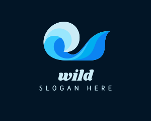 Pool - Blue Abstract Ocean Wave logo design