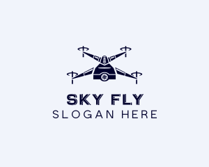 Quadcopter - Flying Camera Quadcopter logo design