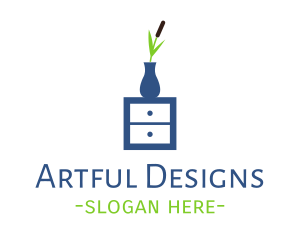 Cattail Vase Drawer logo design