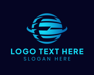 Universal - Blue Planet Letter E logo design