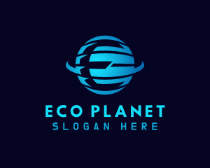 Blue Planet Letter E logo design