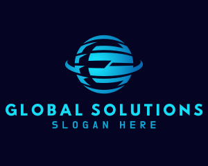 Universal - Blue Planet Letter E logo design