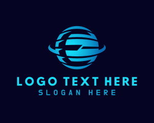 Outer Space - Blue Planet Letter E logo design