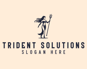 Trident - Woman Trident Goddess logo design