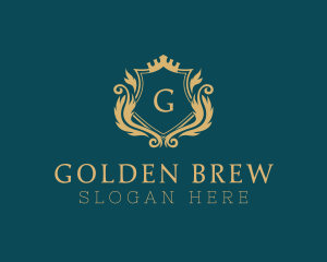 Golden Crown Shield  logo design