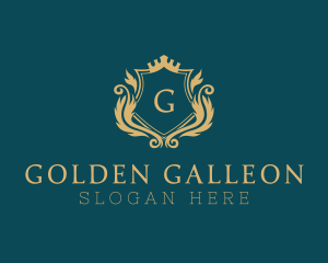 Golden Crown Shield  logo design