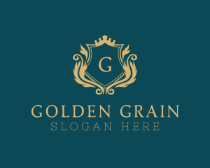 Golden Crown Shield  logo design