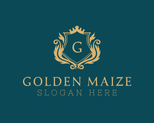 Golden Crown Shield  logo design