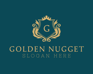 Golden Crown Shield  logo design