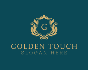 Golden Crown Shield  logo design