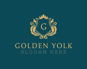 Golden Crown Shield  logo design