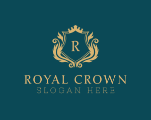 Golden Crown Shield  logo design