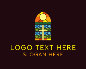 Mosaic - Church Window Cross logo design