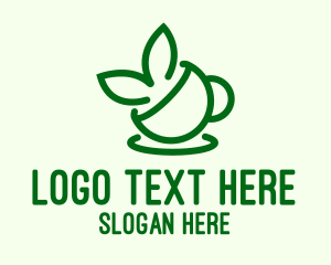 Green - Tea Cup Leaves logo design