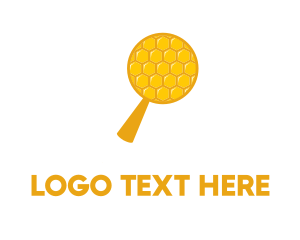 Honey - Magnifying Glass Honeycomb logo design