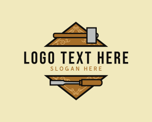 Woodworking - Carpentry Mallet Chisel Tool logo design