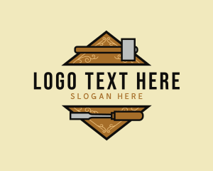 Wood Shaper - Carpentry Mallet Chisel Tool logo design