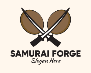 Katana - Samurai Coffee Bean logo design