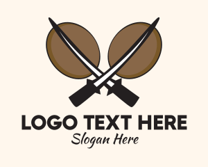 Sword Fight - Samurai Coffee Bean logo design