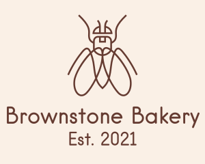 Brown Outline Bug  logo design