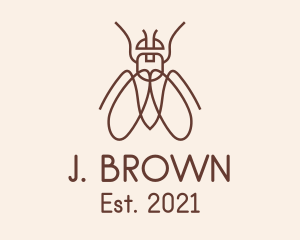 Brown Outline Bug  logo design