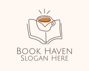 Library - Coffee Library Book logo design