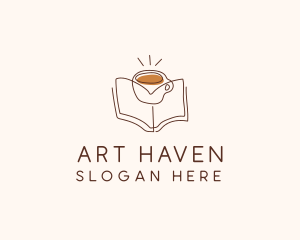 Coffee Library Book logo design