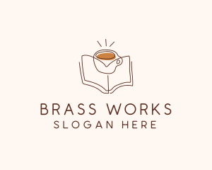 Coffee Library Book logo design