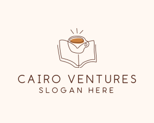 Coffee Library Book logo design