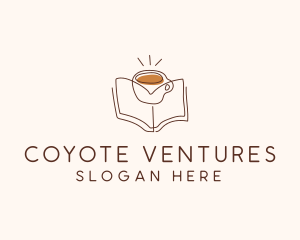 Coffee Library Book logo design