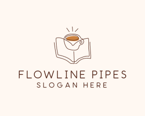 Coffee Library Book logo design