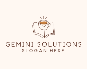 Coffee Library Book logo design