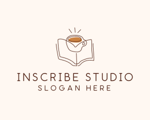 Coffee Library Book logo design